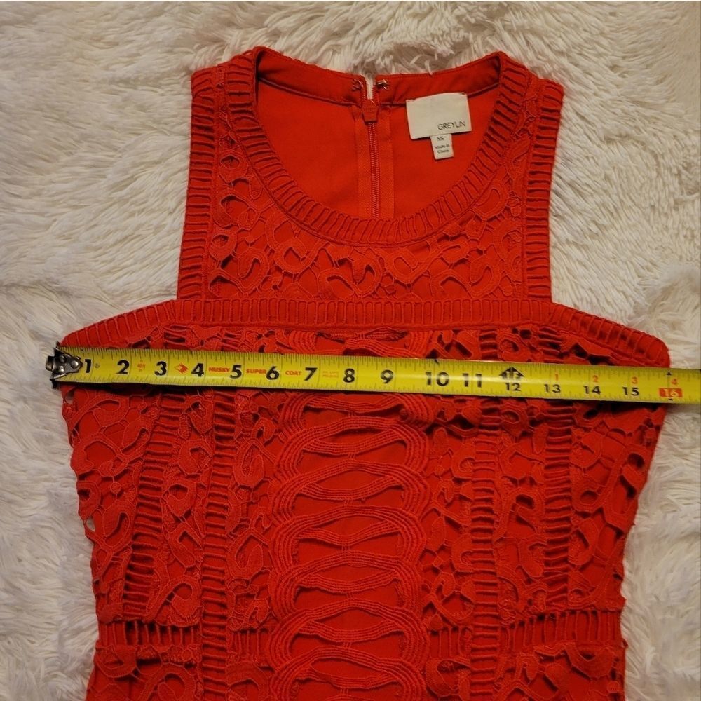Greylin Red Inset Lace sheath Dress sz XS - Picture 5 of 12